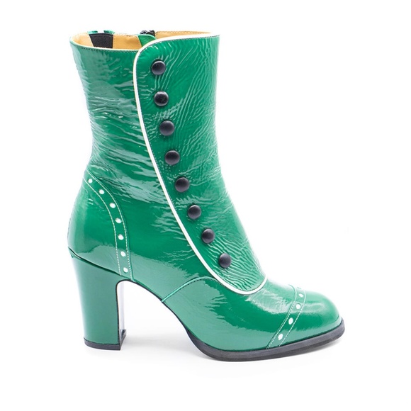 Fluevog Green ATTIC DENISE ANKLE BOOT WITH BUTTONS - Picture 2 of 5